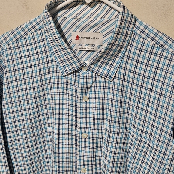 Fredrick Martin Extra Fine Cotton Button Down Plaid Shirt - Size XXL - Picture 2 of 9